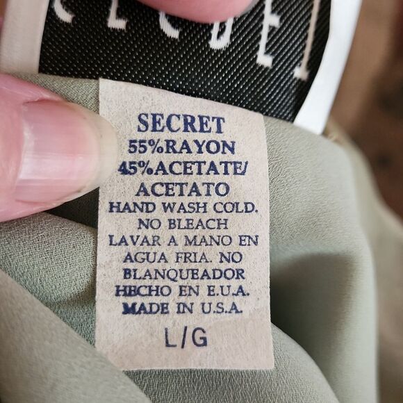 Secret U.S.A women's large olive green short sleeve lightweight layered … - Picture 5 of 5